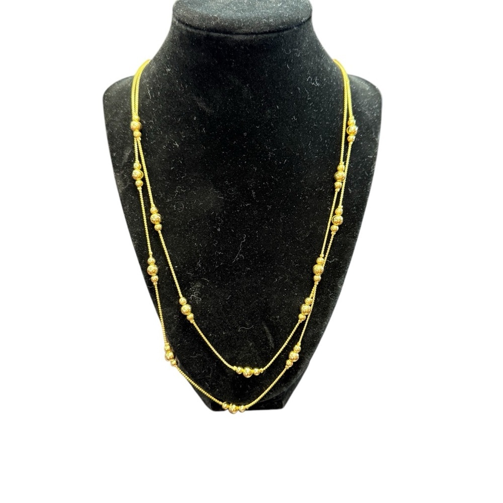 Avon Gold Double-Strand Beaded Necklace Classic Layered Design 1999 NIB